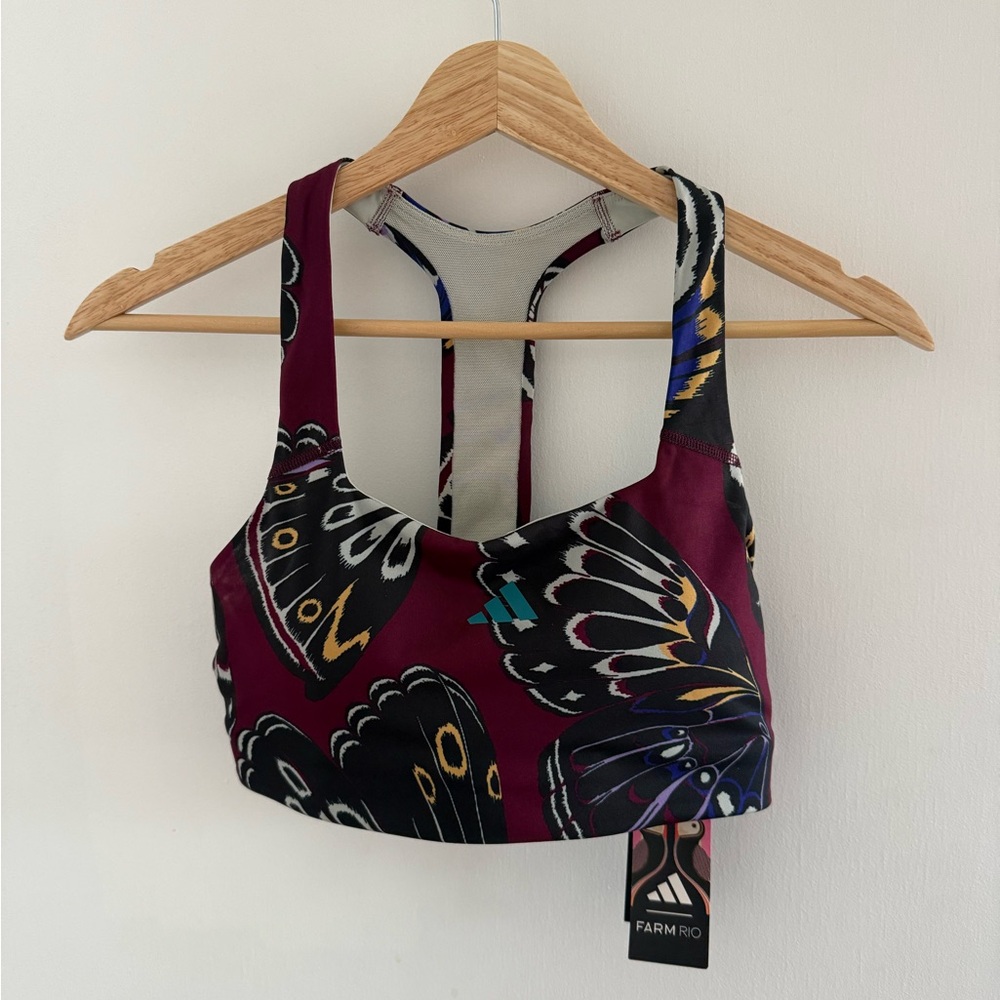FARM Rio Burgundy Butterfly-Print Sports Bra